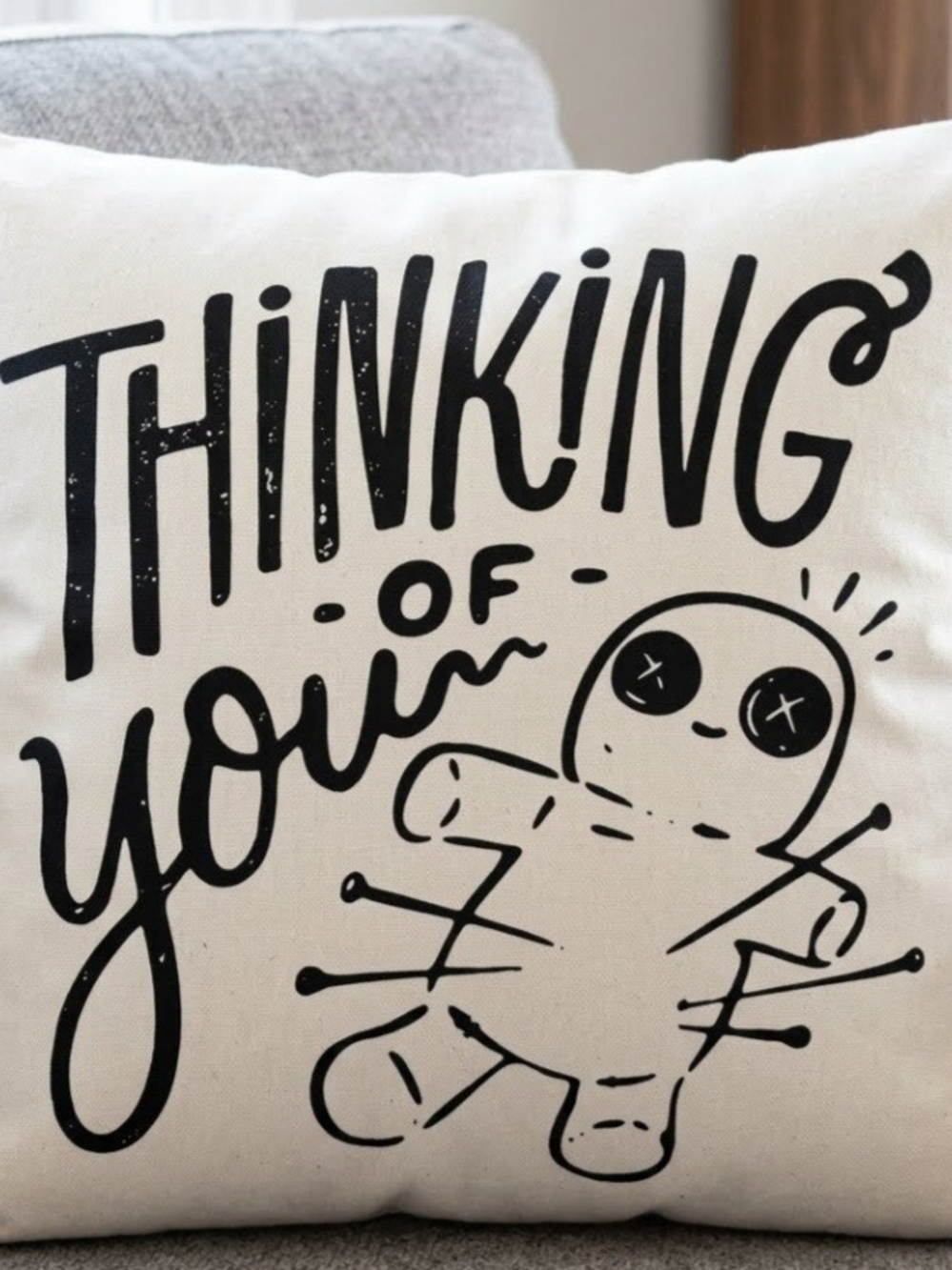 Thinking of You Black on White Decorative Pillow Cover